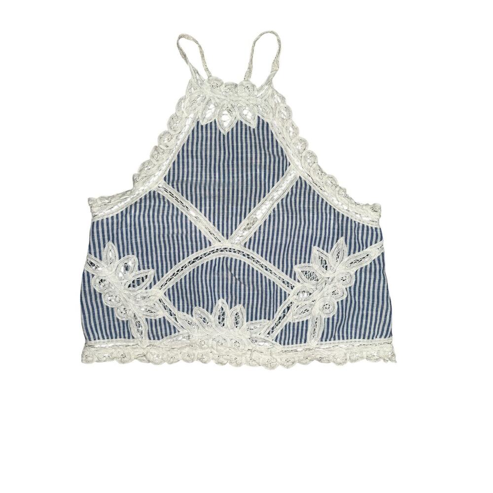 Free People Blue and White Striped Tank Top